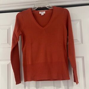 Burnt Orange Knit Women's V-Neck Sweater